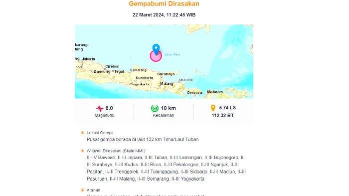BMKG Catat Ada 8 Kali Gempa Susulan di Tuban, Terbesar M 5,3